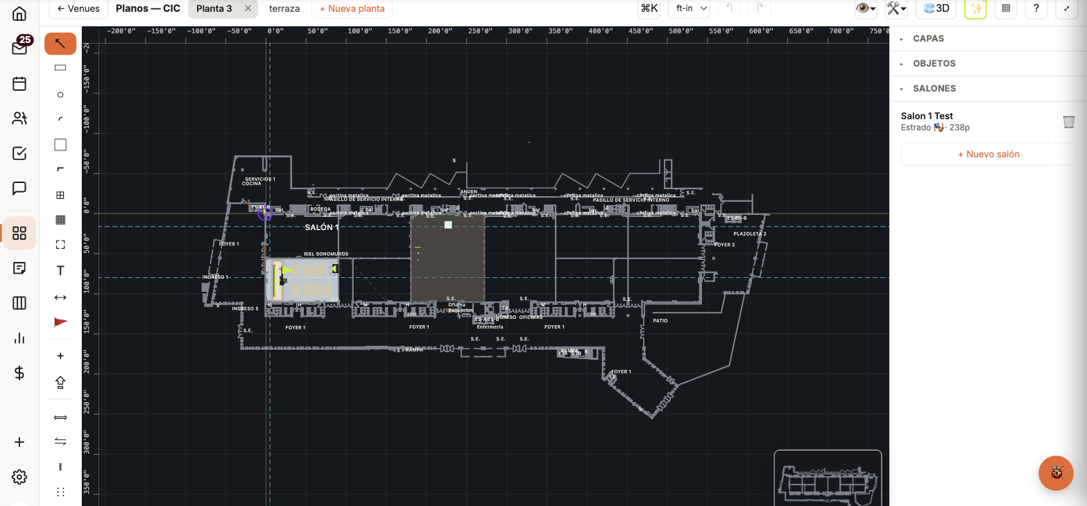 2D floor plan of a real venue drawn in Aluna's floor plan builder